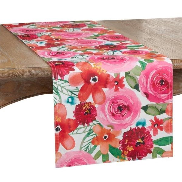 Saro Lifestyle SARO 3233.M1690B 16 x 90 in. Oblong Long Table Runner with Floral Design 3233.M1690B